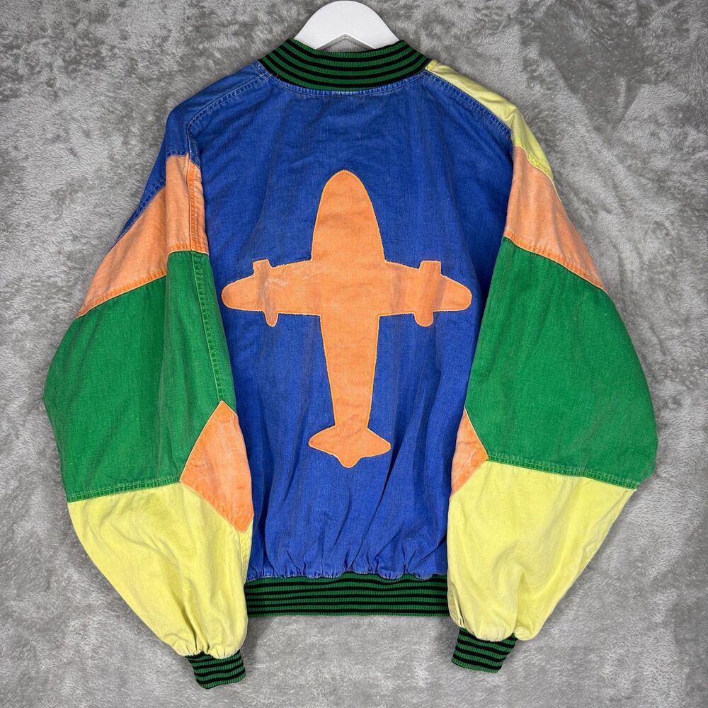 Vtg Dimitris Instant Karma Jacket Mens Large Bomber Colorblock Cut Sew Kidcore